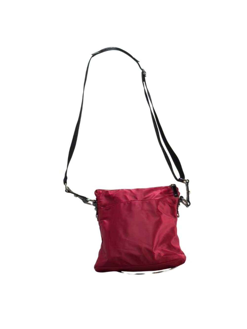 Giani Bernini Red Crossbody Nylon Shoulder Bag Adjustable Black Strap Zip Close - Picture 7 of 16